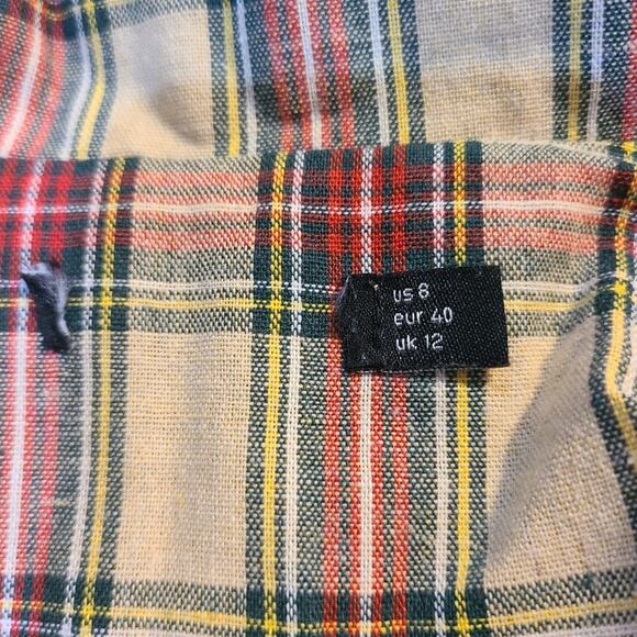 Nasty gal size 8 button down plaid midi dress with shoulder pads - Picture 5 of 10